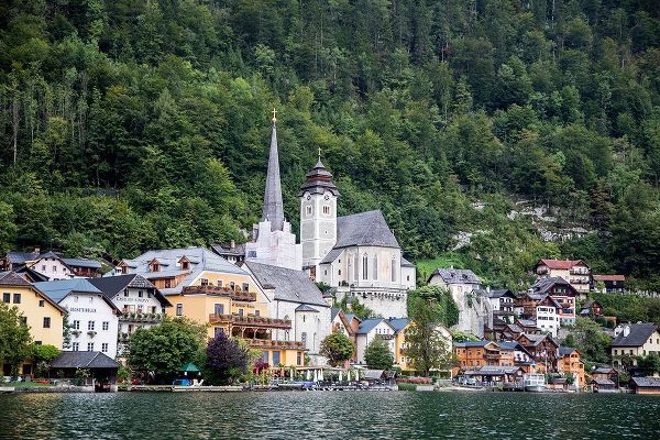 Austria-Hallstatt-Town of Hallstatt as seen from Lake Hallstatt